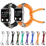 Apple Watch Ultra 49mm / Series 8&7 45mm / SE 2&6&SE&5&4 44mm / 3&2&1 42mm、Apple Watch Series 8&7 41mm / SE 2&6&SE&5&4 40mm / 3&2&1 38mm用 スカルアンブレラコード編みウォッチストラップ