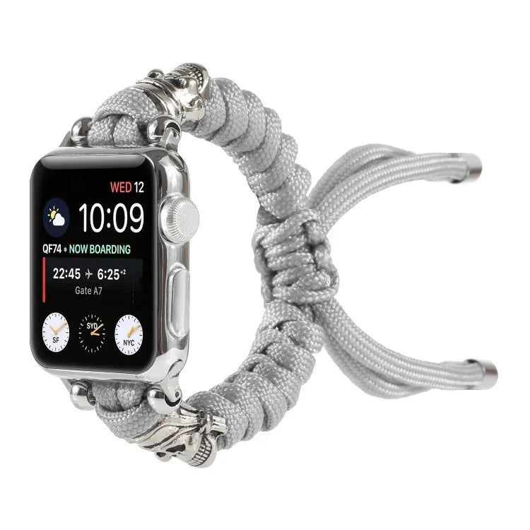 Apple Watch Ultra 49mm / Series 8&7 45mm / SE 2&6&SE&5&4 44mm / 3&2&1 42mm、Apple Watch Series 8&7 41mm / SE 2&6&SE&5&4 40mm / 3&2&1 38mm用 スカルアンブレラコード編みウォッチストラップ