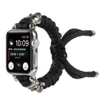 Apple Watch Ultra 49mm / Series 8&7 45mm / SE 2&6&SE&5&4 44mm / 3&2&1 42mm、Apple Watch Series 8&7 41mm / SE 2&6&SE&5&4 40mm / 3&2&1 38mm用 スカルアンブレラコード編みウォッチストラップ