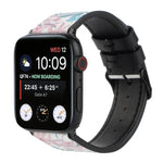 Apple Watch Series 7 45mm / 6 & SE & 5 & 4 44mm / 3 & 2 & 1 42mm、Apple Watch Series 8&7 41mm / SE 2&6&SE&5&4 40mm / 3&2&1 38mm、Apple Watch PSeries 7 41mm / 6 & SE & 5 & 4 40mm / 3 & 2 & 1 38mm用 プリントレザーストラップ