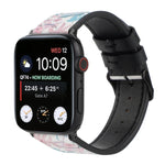 Apple Watch Series 7 45mm / 6 & SE & 5 & 4 44mm / 3 & 2 & 1 42mm、Apple Watch Series 8&7 41mm / SE 2&6&SE&5&4 40mm / 3&2&1 38mm、Apple Watch PSeries 7 41mm / 6 & SE & 5 & 4 40mm / 3 & 2 & 1 38mm用 プリントレザーストラップ