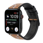 Apple Watch Series 7 45mm / 6 & SE & 5 & 4 44mm / 3 & 2 & 1 42mm、Apple Watch Series 8&7 41mm / SE 2&6&SE&5&4 40mm / 3&2&1 38mm、Apple Watch PSeries 7 41mm / 6 & SE & 5 & 4 40mm / 3 & 2 & 1 38mm用 プリントレザーストラップ
