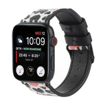 Apple Watch Series 7 45mm / 6 & SE & 5 & 4 44mm / 3 & 2 & 1 42mm、Apple Watch Series 8&7 41mm / SE 2&6&SE&5&4 40mm / 3&2&1 38mm、Apple Watch PSeries 7 41mm / 6 & SE & 5 & 4 40mm / 3 & 2 & 1 38mm用 プリントレザーストラップ