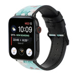 Apple Watch Series 7 45mm / 6 & SE & 5 & 4 44mm / 3 & 2 & 1 42mm、Apple Watch Series 8&7 41mm / SE 2&6&SE&5&4 40mm / 3&2&1 38mm、Apple Watch PSeries 7 41mm / 6 & SE & 5 & 4 40mm / 3 & 2 & 1 38mm用 プリントレザーストラップ