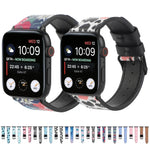Apple Watch Series 7 45mm / 6 & SE & 5 & 4 44mm / 3 & 2 & 1 42mm、Apple Watch Series 8&7 41mm / SE 2&6&SE&5&4 40mm / 3&2&1 38mm、Apple Watch PSeries 7 41mm / 6 & SE & 5 & 4 40mm / 3 & 2 & 1 38mm用 プリントレザーストラップ