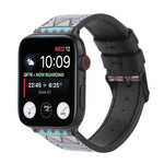 Apple Watch Series 7 45mm / 6 & SE & 5 & 4 44mm / 3 & 2 & 1 42mm、Apple Watch Series 8&7 41mm / SE 2&6&SE&5&4 40mm / 3&2&1 38mm、Apple Watch PSeries 7 41mm / 6 & SE & 5 & 4 40mm / 3 & 2 & 1 38mm用 プリントレザーストラップ