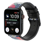 Apple Watch Series 7 45mm / 6 & SE & 5 & 4 44mm / 3 & 2 & 1 42mm、Apple Watch Series 8&7 41mm / SE 2&6&SE&5&4 40mm / 3&2&1 38mm、Apple Watch PSeries 7 41mm / 6 & SE & 5 & 4 40mm / 3 & 2 & 1 38mm用 プリントレザーストラップ