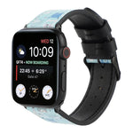 Apple Watch Series 7 45mm / 6 & SE & 5 & 4 44mm / 3 & 2 & 1 42mm、Apple Watch Series 8&7 41mm / SE 2&6&SE&5&4 40mm / 3&2&1 38mm、Apple Watch PSeries 7 41mm / 6 & SE & 5 & 4 40mm / 3 & 2 & 1 38mm用 プリントレザーストラップ