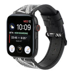 Apple Watch Series 7 45mm / 6 & SE & 5 & 4 44mm / 3 & 2 & 1 42mm、Apple Watch Series 8&7 41mm / SE 2&6&SE&5&4 40mm / 3&2&1 38mm、Apple Watch PSeries 7 41mm / 6 & SE & 5 & 4 40mm / 3 & 2 & 1 38mm用 プリントレザーストラップ