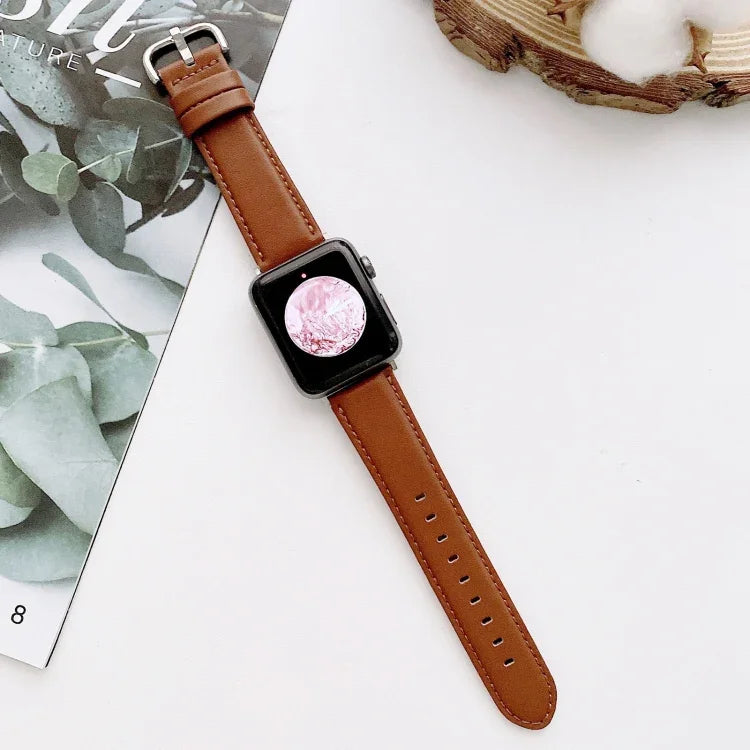 Apple Watch Series 6 & SE & 5 & 4 44mm / 3 & 2 & 1 42mm 用D字バックル滑らかな質感交換用ウォッチバンド