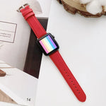 Apple Watch Series 6 & SE & 5 & 4 44mm / 3 & 2 & 1 42mm 用D字バックル滑らかな質感交換用ウォッチバンド