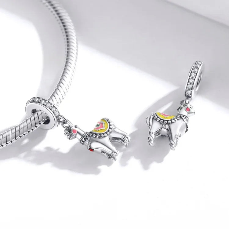 S925スターリングシルバー かわいいアルパカペンダント DIYブレスレット ネックレスアクセサリー、かわいいアルパカ