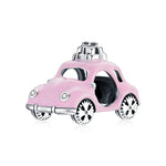 S925スターリングシルバー ピンクカー ビーズ DIYブレスレット ネックレスアクセサリー、ピンクカー