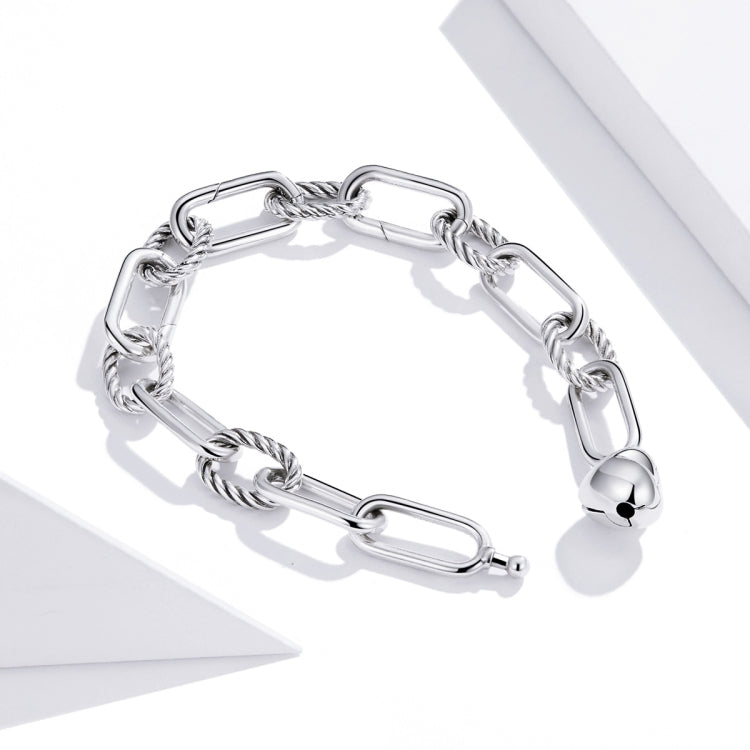 S925 スターリングシルバー ペーパークリップラブ レディースブレスレット ジュエリー, 17cm, 19cm