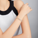 S925 スターリングシルバー ペーパークリップラブ レディースブレスレット ジュエリー, 17cm, 19cm