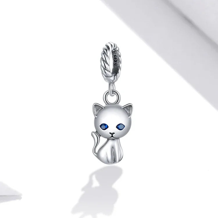 S925スターリングシルバー かわいい猫ペンダント DIYブレスレット ネックレスアクセサリー、猫