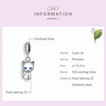 S925スターリングシルバー かわいい猫ペンダント DIYブレスレット ネックレスアクセサリー、猫