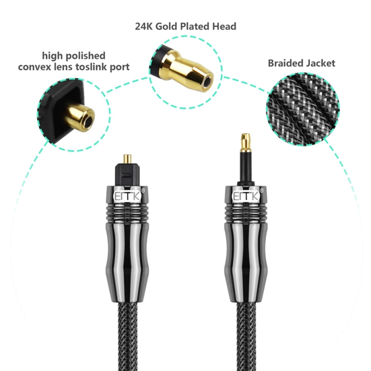 EMK OD1.0mm 3.5mm デジタルサウンド Toslink から ミニ Toslink デジタル光オーディオケーブル、1m、1.5m、2m、3m、5m