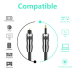 EMK OD1.0mm 3.5mm デジタルサウンド Toslink から ミニ Toslink デジタル光オーディオケーブル、1m、1.5m、2m、3m、5m