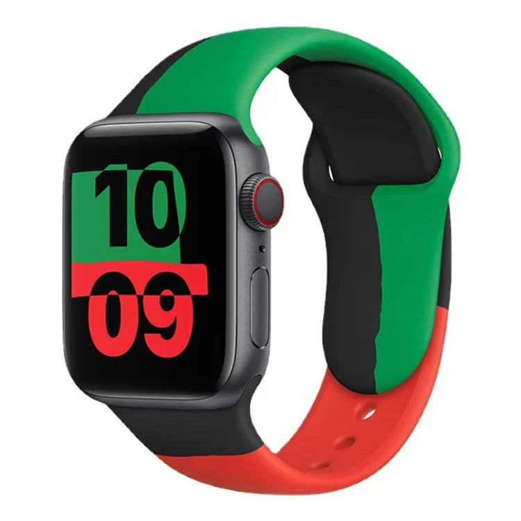 ブラックユニティ シリコンスポーツ交換用ウォッチバンド Apple Watch Series 6 & SE & 5 & 4 40mm / 3 & 2 & 1 38mm用、Apple Watch 40mm/38mm用