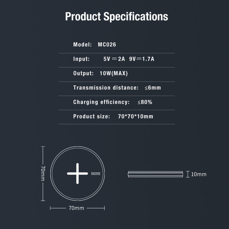 NILLKIN MC026 ポータブルボタン式急速充電ワイヤレス充電器