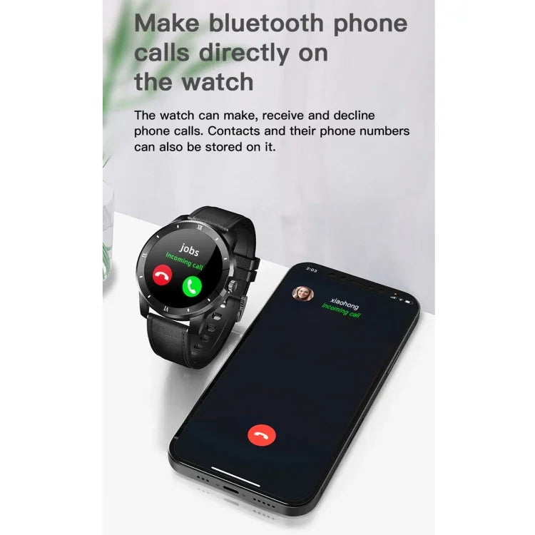 MX12 1.3インチ IPS カラー画面 IP68 防水スマートウォッチ、Bluetooth通話 / 睡眠モニタリング / 心拍数モニタリング対応、スチールストラップ