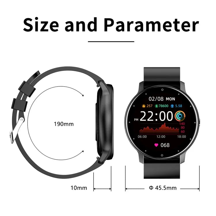 ZL02 1.28インチ タッチスクリーン IP67 防水スマートウォッチ、血圧測定 / 睡眠モニタリング / 心拍数モニタリング対応