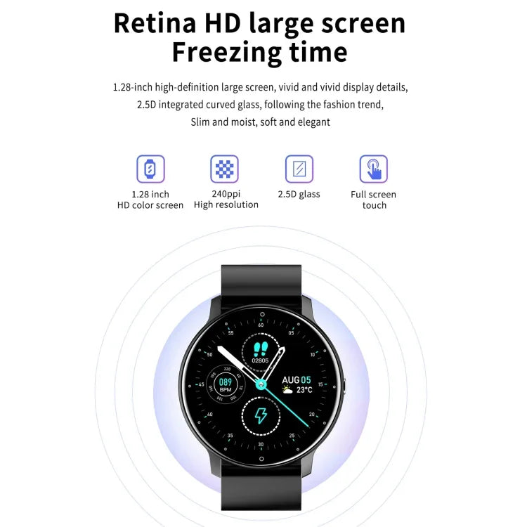 ZL02 1.28インチ タッチスクリーン IP67 防水スマートウォッチ、血圧測定 / 睡眠モニタリング / 心拍数モニタリング対応