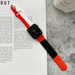 Apple Watch Series 6 & SE & 5 & 4 40mm / 3 & 2 & 1 38mm 用シリコンカラーマッチ交換用ウォッチバンド、Apple Watch 40mm/38mm用（ブラック＋レッド＋ホワイト）、Apple Watch 40mm/38mm用（レッド＋ホワイト＋ブラック）、Apple Watch 40mm/38mm用（ライトブルー＋ダークブルー＋イエロー）