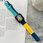 Apple Watch Series 6 & SE & 5 & 4 44mm / 3 & 2 & 1 42mm 用シリコンカラーマッチ交換用ウォッチバンド、Apple Watch 44mm/42mm用（ブラック＋レッド＋ホワイト）、Apple Watch 44mm/42mm用（ライトブルー＋ダークブルー＋イエロー）
