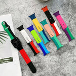 Apple Watch Series 6 & SE & 5 & 4 44mm / 3 & 2 & 1 42mm 用シリコンカラーマッチ交換用ウォッチバンド、Apple Watch 44mm/42mm用（ブラック＋レッド＋ホワイト）、Apple Watch 44mm/42mm用（ライトブルー＋ダークブルー＋イエロー）