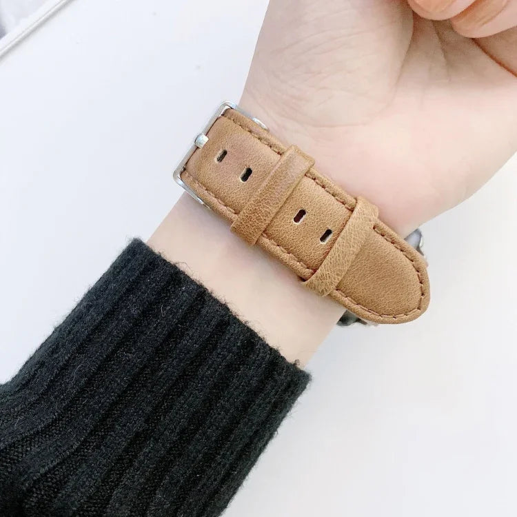 Apple Watch Series 6 & SE & 5 & 4 40mm / 3 & 2 & 1 38mm 用クレイジーホーステクスチャ＋フラットテクスチャレザー交換用ウォッチバンド、Apple Watch Series 7 41mm / 6 & SE & 5 & 4 40mm / 3 & 2 & 1 38mm 用