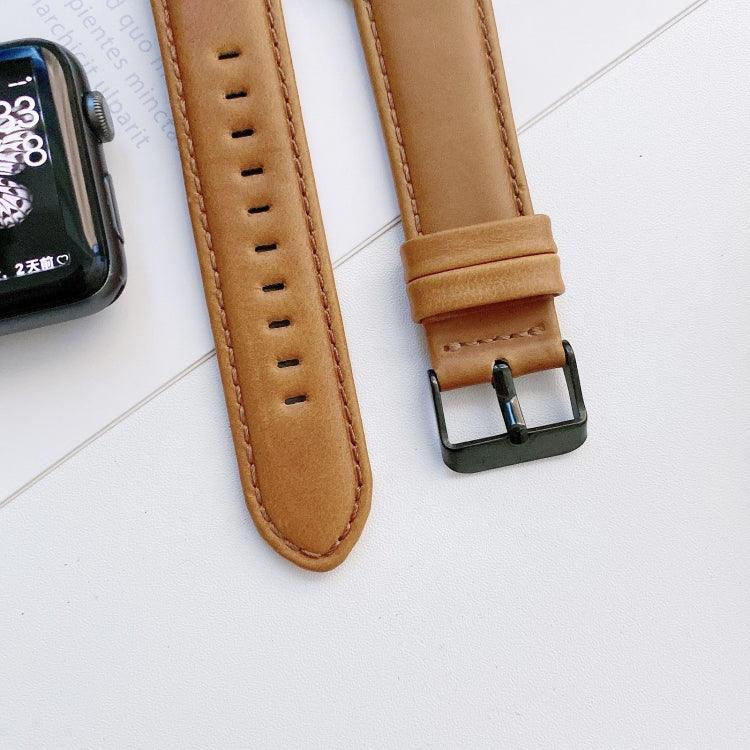 Apple Watch Series 6 & SE & 5 & 4 40mm / 3 & 2 & 1 38mm 用クレイジーホーステクスチャ＋フラットテクスチャレザー交換用ウォッチバンド、Apple Watch Series 7 41mm / 6 & SE & 5 & 4 40mm / 3 & 2 & 1 38mm 用