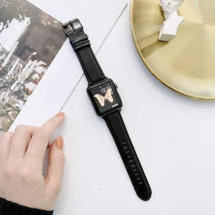 Apple Watch Series 6 & SE & 5 & 4 40mm / 3 & 2 & 1 38mm 用クレイジーホーステクスチャ＋フラットテクスチャレザー交換用ウォッチバンド、Apple Watch Series 7 41mm / 6 & SE & 5 & 4 40mm / 3 & 2 & 1 38mm 用