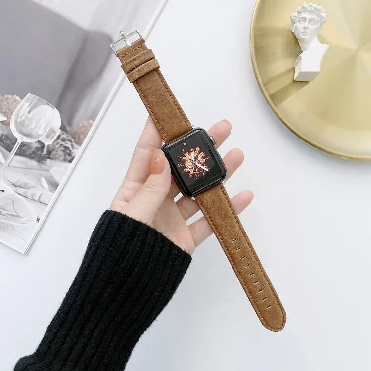 Apple Watch Series 6 & SE & 5 & 4 40mm / 3 & 2 & 1 38mm 用クレイジーホーステクスチャ＋フラットテクスチャレザー交換用ウォッチバンド、Apple Watch Series 7 41mm / 6 & SE & 5 & 4 40mm / 3 & 2 & 1 38mm 用