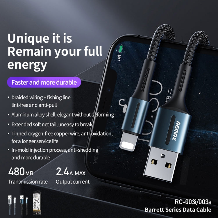 Remax 2.4A Barrett シリーズ 充電データケーブル、長さ：1m、Type-C