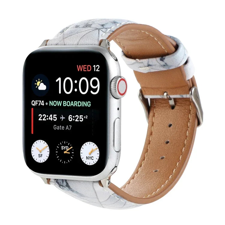 マーブル エスニックスタイル プリントレザーウォッチバンド Apple Watch Series 6 & SE & 5 & 4 44mm / 3 & 2 & 1 42mm用、5 & 4 40mm / 3 & 2 & 1 38mm用