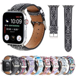 マーブル エスニックスタイル プリントレザーウォッチバンド Apple Watch Series 6 & SE & 5 & 4 44mm / 3 & 2 & 1 42mm用、5 & 4 40mm / 3 & 2 & 1 38mm用