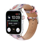マーブル エスニックスタイル プリントレザーウォッチバンド Apple Watch Series 6 & SE & 5 & 4 44mm / 3 & 2 & 1 42mm用、5 & 4 40mm / 3 & 2 & 1 38mm用