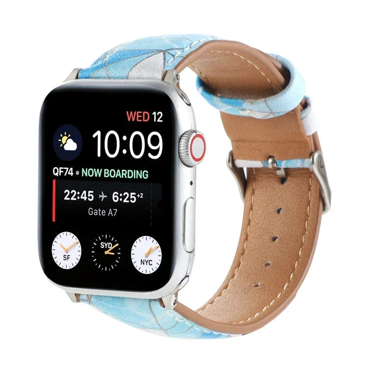 マーブル エスニックスタイル プリントレザーウォッチバンド Apple Watch Series 6 & SE & 5 & 4 44mm / 3 & 2 & 1 42mm用、5 & 4 40mm / 3 & 2 & 1 38mm用