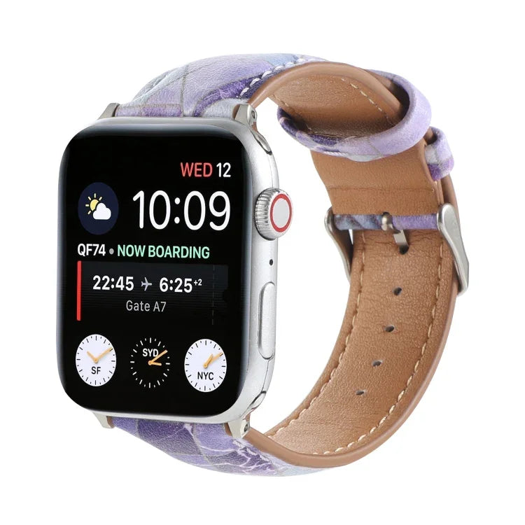 マーブル エスニックスタイル プリントレザーウォッチバンド Apple Watch Series 6 & SE & 5 & 4 44mm / 3 & 2 & 1 42mm用、5 & 4 40mm / 3 & 2 & 1 38mm用