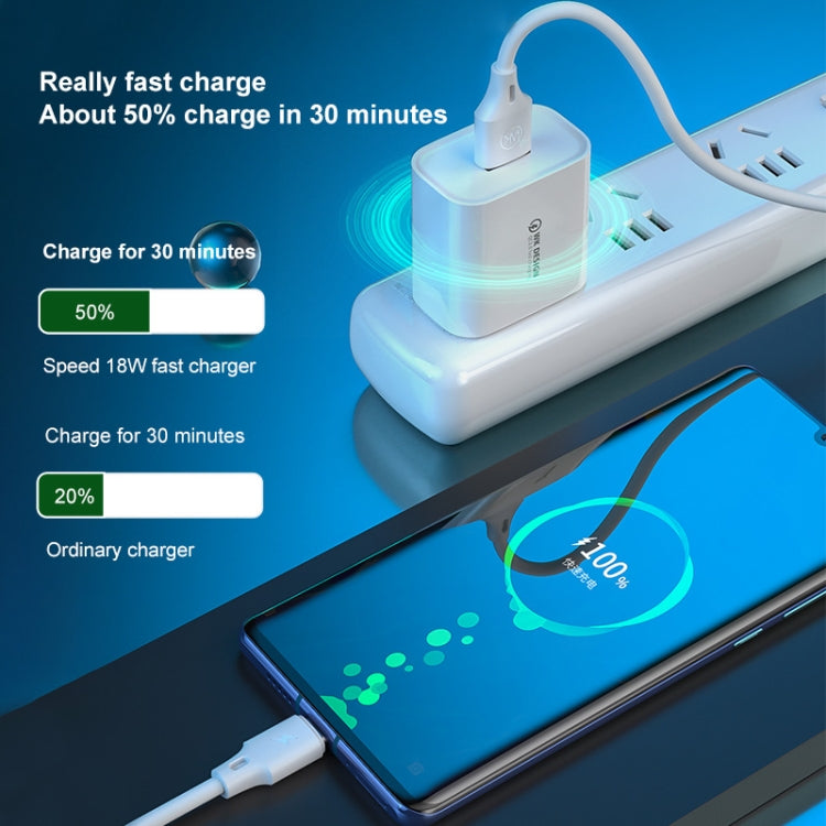 WK WP-U57 18W スピード QC3.0 急速充電器 + USB to Type-C / USB-C データケーブル、USプラグ