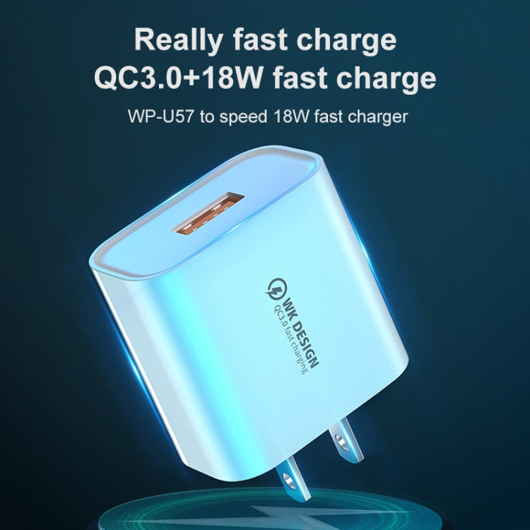 WK WP-U57 Max 18W マックススピード QC3.0 急速充電器 + USB to Micro USB データケーブル、USプラグ、EUプラグ
