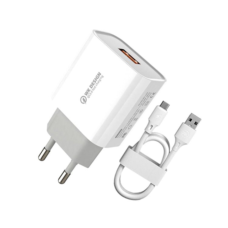 WK WP-U57 Max 18W マックススピード QC3.0 急速充電器 + USB to Micro USB データケーブル、USプラグ、EUプラグ