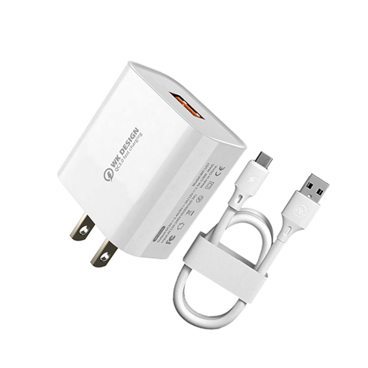 WK WP-U57 Max 18W マックススピード QC3.0 急速充電器 + USB to 8ピンデータケーブル、USプラグ、EUプラグ