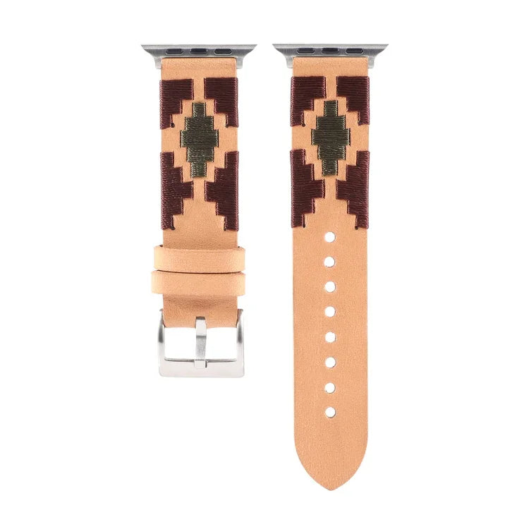 織り込みコントラストレザーストラップ Apple Watch Ultra 49mm / Series 8&7 45mm / SE 2&6&SE&5&4 44mm / 3&2&1 42mm用、Apple Watch Series 8&7 41mm / SE 2&6&SE&5&4 40mm / 3&2&1 38mm用