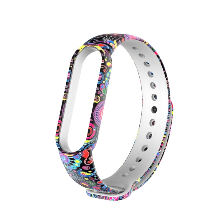 For Xiaomi Mi Band 6 (CA8856) Colored Drawing Silicone Replacement Strap Watchband, Peacock, Colorful Starry Sky, White Skull, Butterflies, Colorful Skull, Magic Cloud, Autumn Leaves, Blue Rose, Flamingo, Footprint, Cartoon, Yellow Leopard, Oil Paintin...