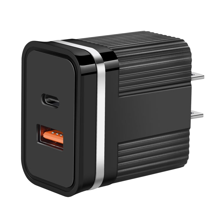 RSY USB + USB-C / Type-C デュアルポート急速充電トラベルチャージャー、USプラグ、EUプラグ