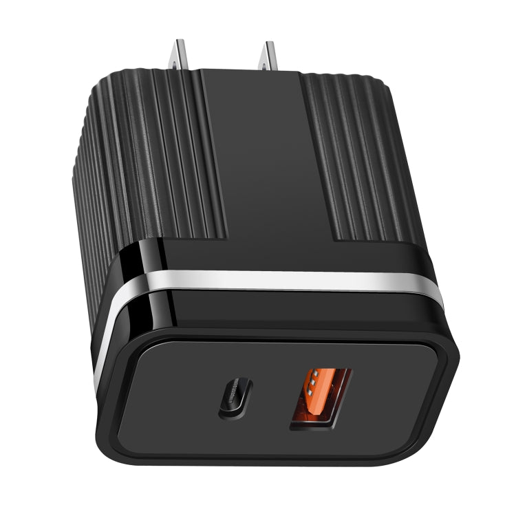 RSY USB + USB-C / Type-C デュアルポート急速充電トラベルチャージャー、USプラグ、EUプラグ
