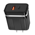 RSY USB + USB-C / Type-C デュアルポート急速充電トラベルチャージャー、USプラグ、EUプラグ